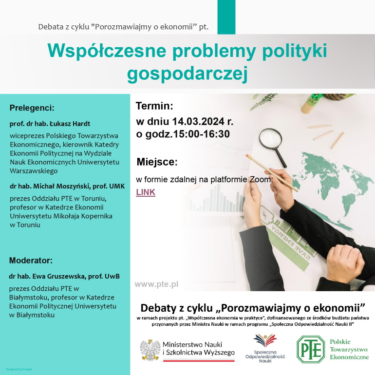 Zdjęcie nagłówkowe otwierające podstronę: Trzecia debata Polskiego Towarzystwa Ekonomicznego